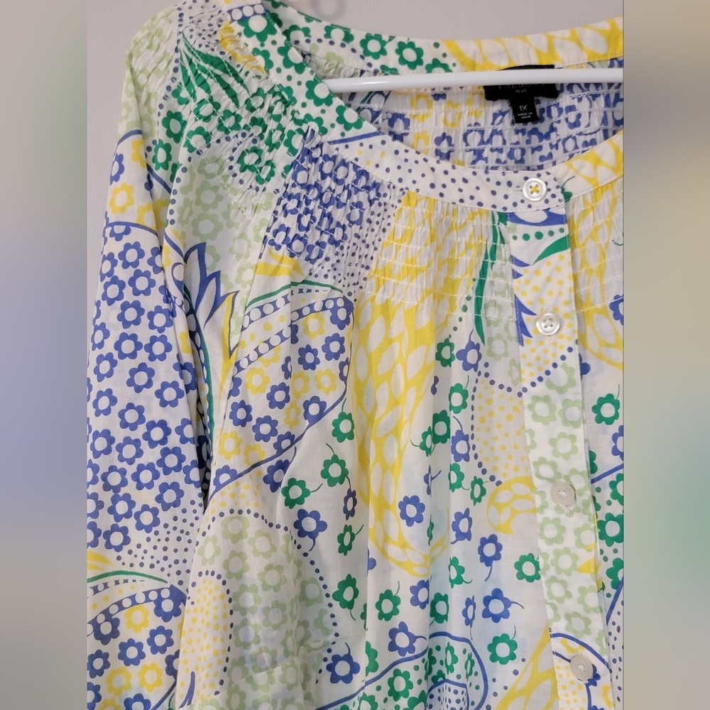 Boho Talbots Multicolor Patterned Blouse - image 2